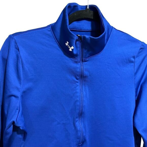 Under Armour Authentics ColdGear 1/2 Zip T-Shirt Pullover Royal Blue Jacket - Picture 7 of 11